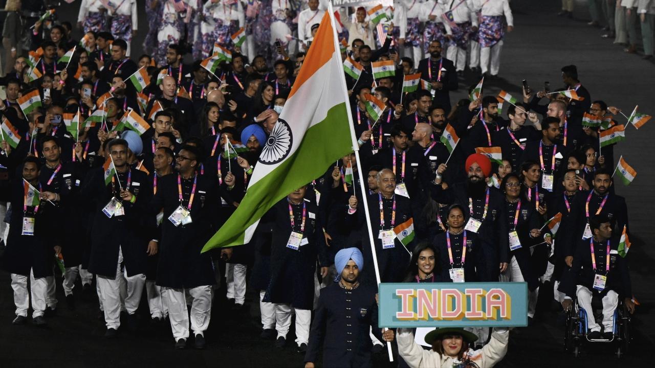 The Indian contingent was led by badminton star PV Sindhu and hockey player Manpreet Singh. Picture Courtesy/ PTI