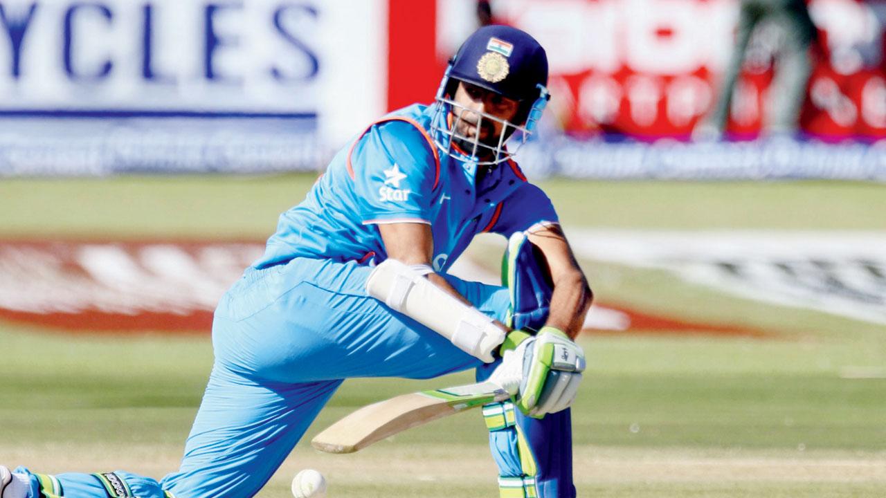 Faiz Fazal during his 55 not out v Zimbabwe in 2016. Pic/AFP