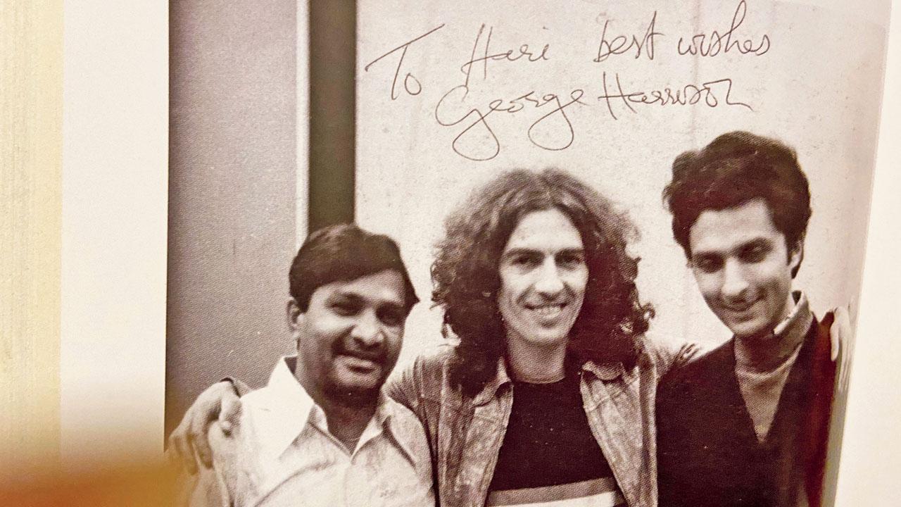A signed picture from George Harrison (right) to Pandit Chaurasia (left) and Pandit Shivkumar Sharma. PICS COURTESY/PENGUIN INDIA