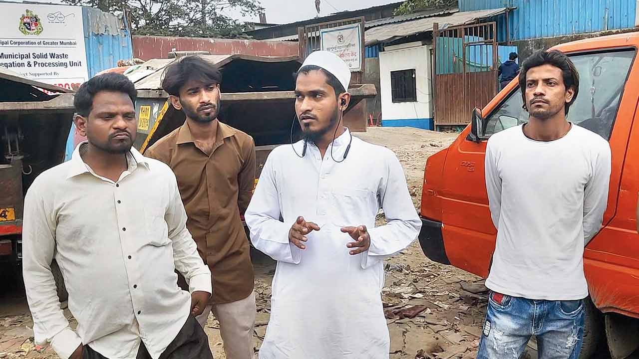Local residents outside the Govandi medical waste plant