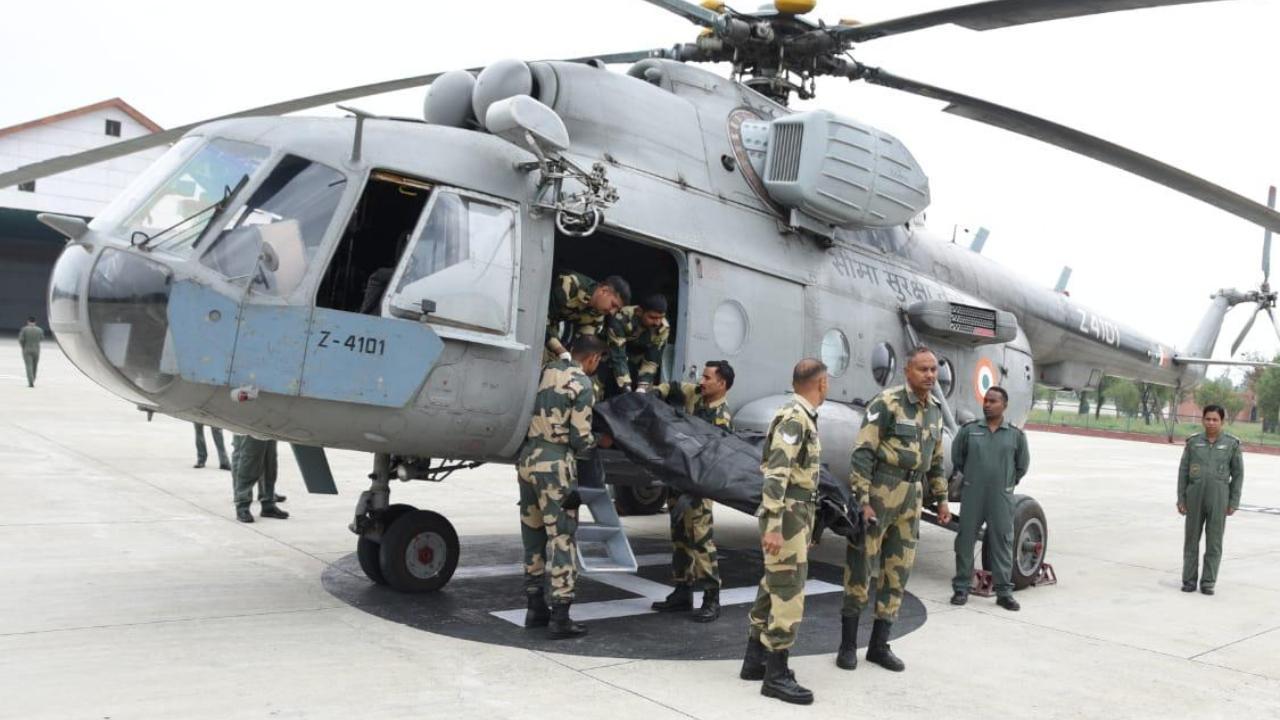 The Indian Army and the Indian Air Force conducting rescue operations. Pic/ Defence PRO