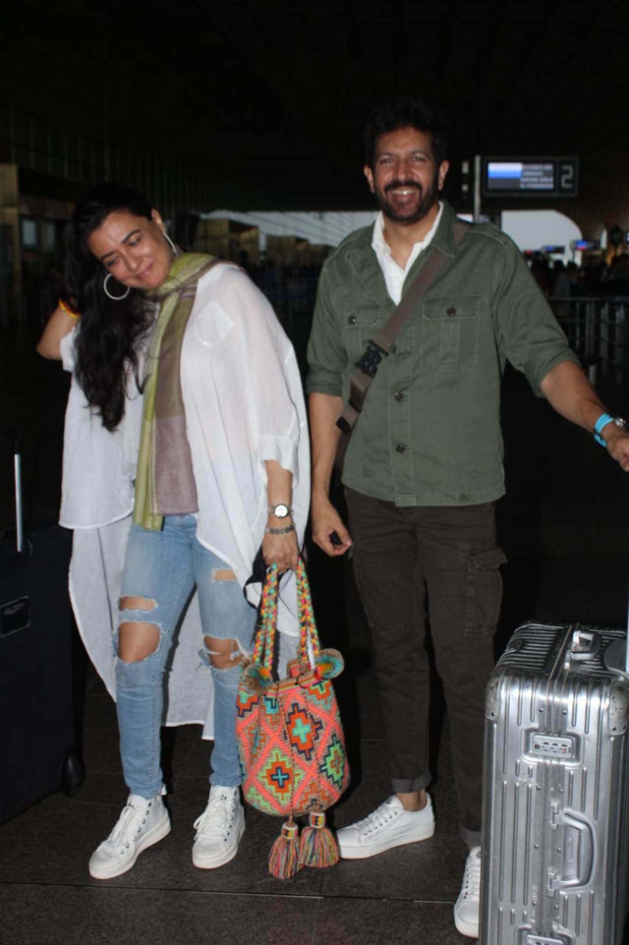 Filmmaker Kabir Khan and his actor-host wife Mini Mathur were also at the airport. The two share a close bond with Katrina and were also at the couple's wedding. Kabir and Katrina have worked together in the films 'New York' and 'Ek Tha Tiger'. 
