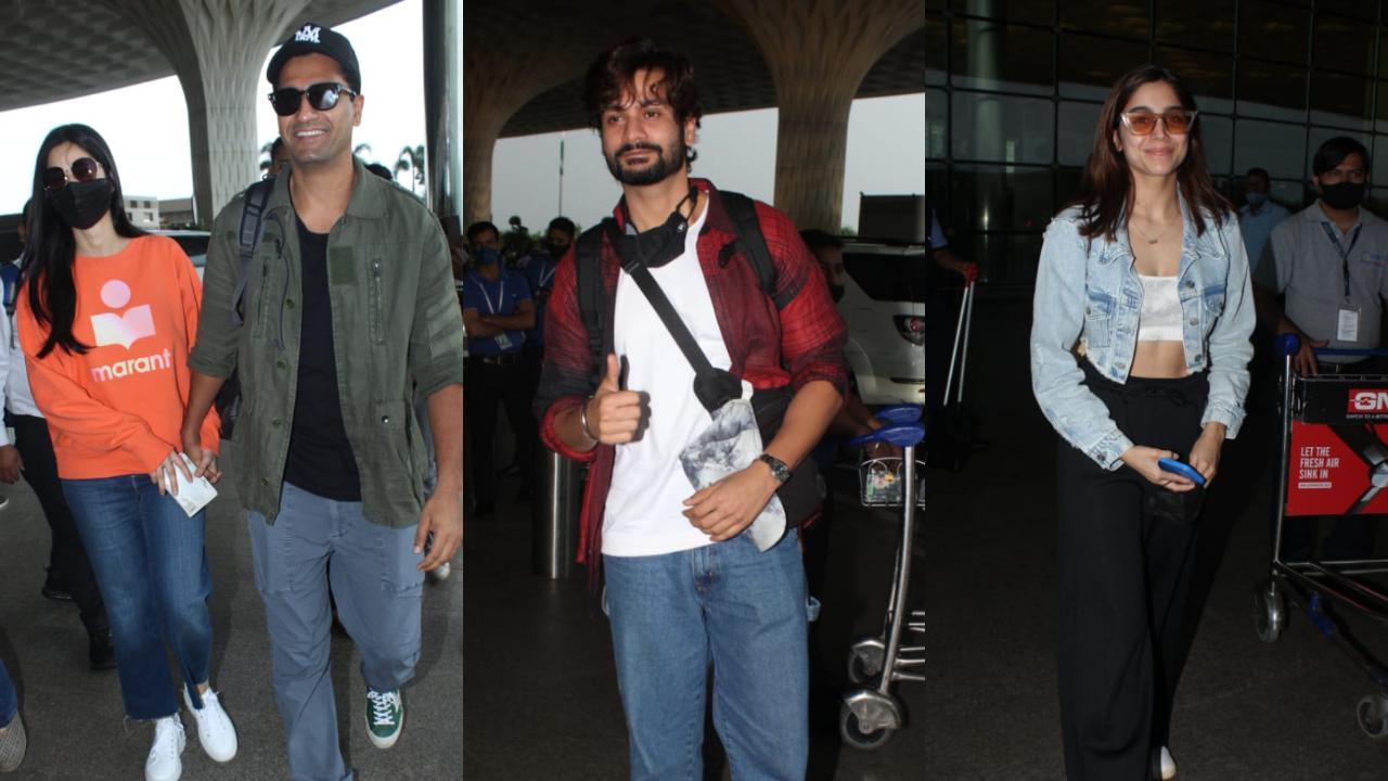 A collage of Katrina, Vicky, Sunny, and Sharvari at the airport PC- Yogen Shah