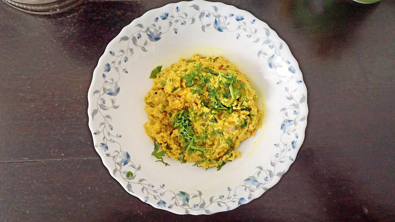 Bhurji made from Plantmade Vegetarian Anda liquid