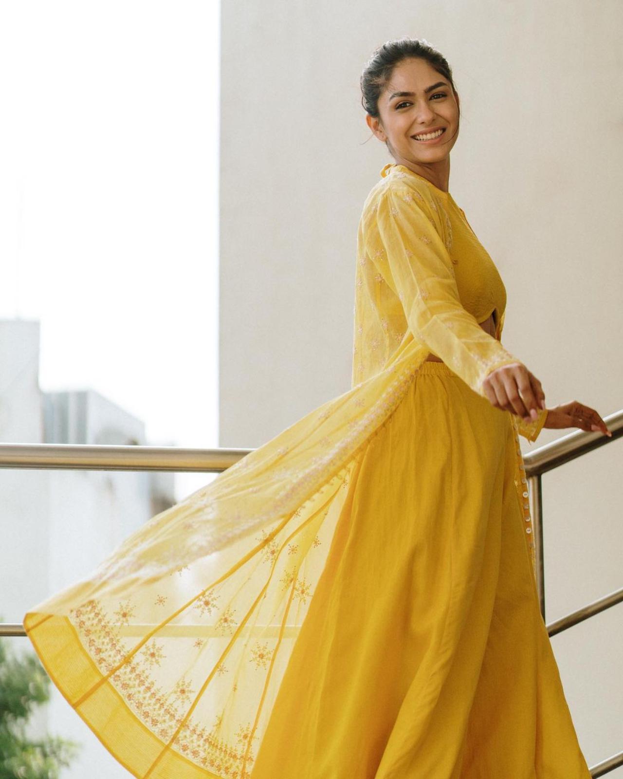 Currently, the actress is out and about conquering hearts in the Southern part of India, one city at a time. Awaiting the release of her first South Indian film, 'Sita Ramam', opposite Dulquer Salmaan, the actress is a ray of walking sunshine as she promotes the movie with her cheery personality
