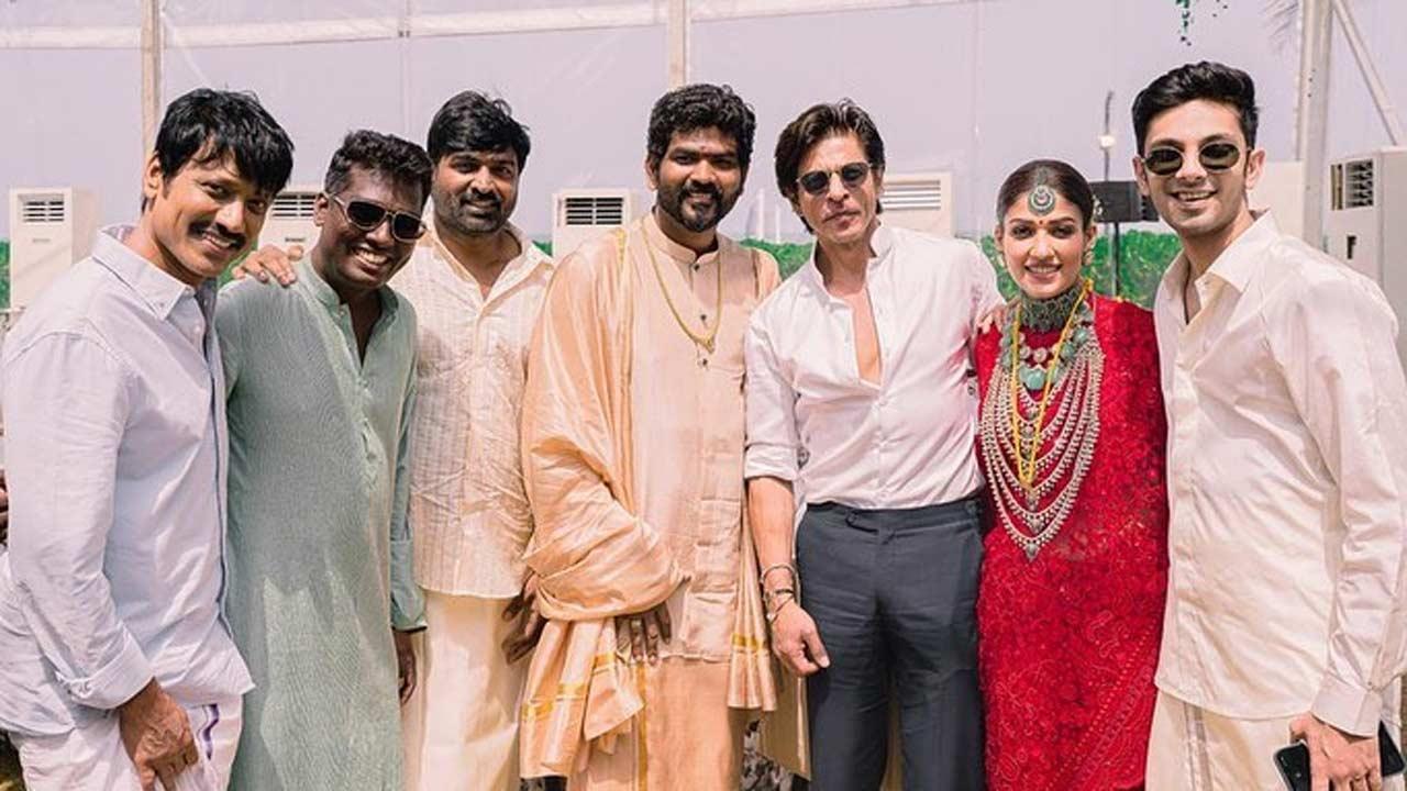 Vignesh Shivan and Nayanthara pose with SRK, Suriya, Rajinikanth, and others