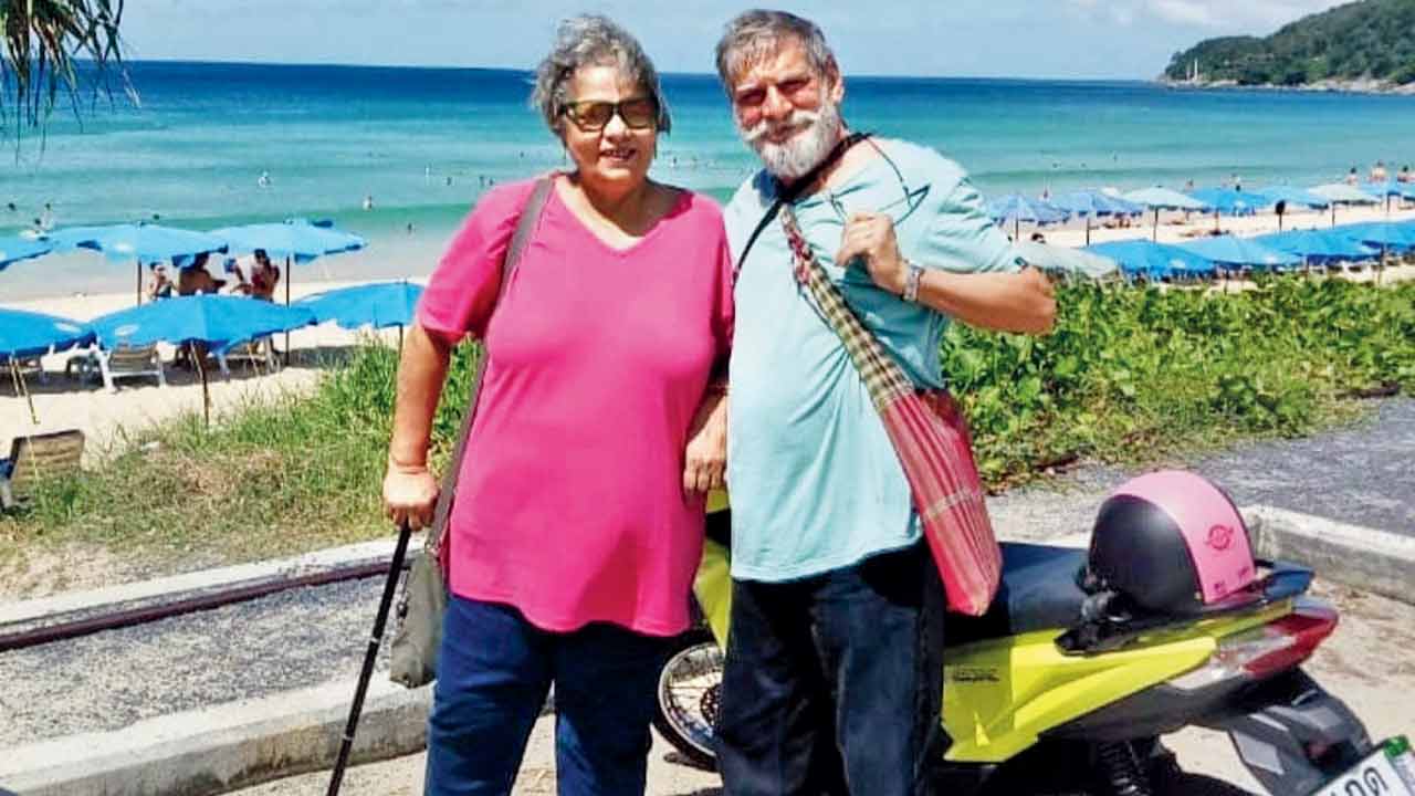 Pia with her husband, Hemant Barve, in Thailand