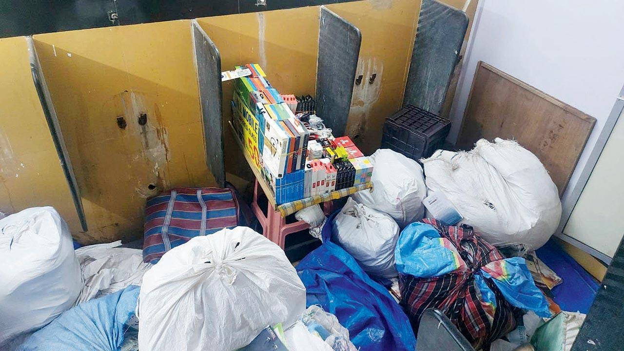 Public toilet at Thane station now a store room for hawkers