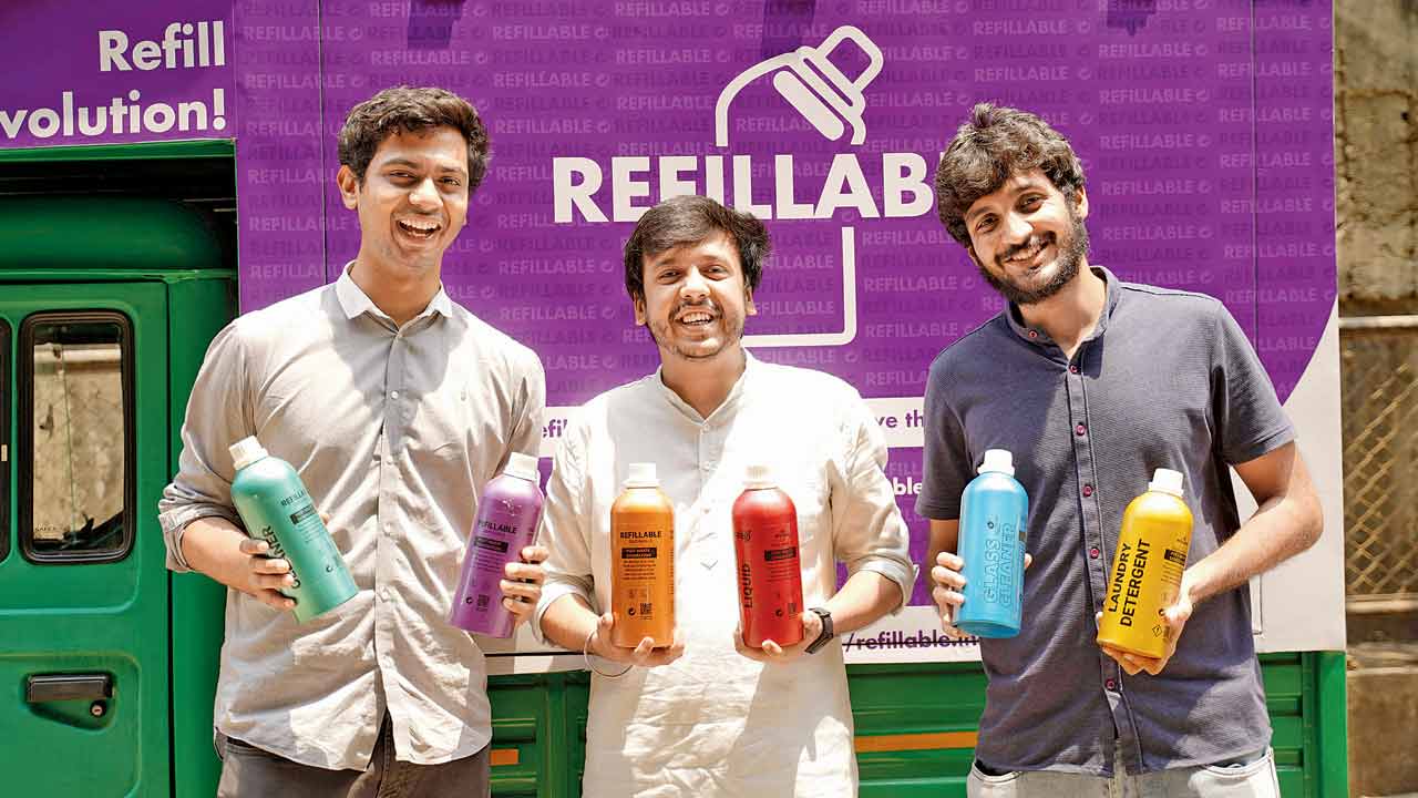 Purav Desai, Rahul Batra and Lokesh Sambhwani of Refillable