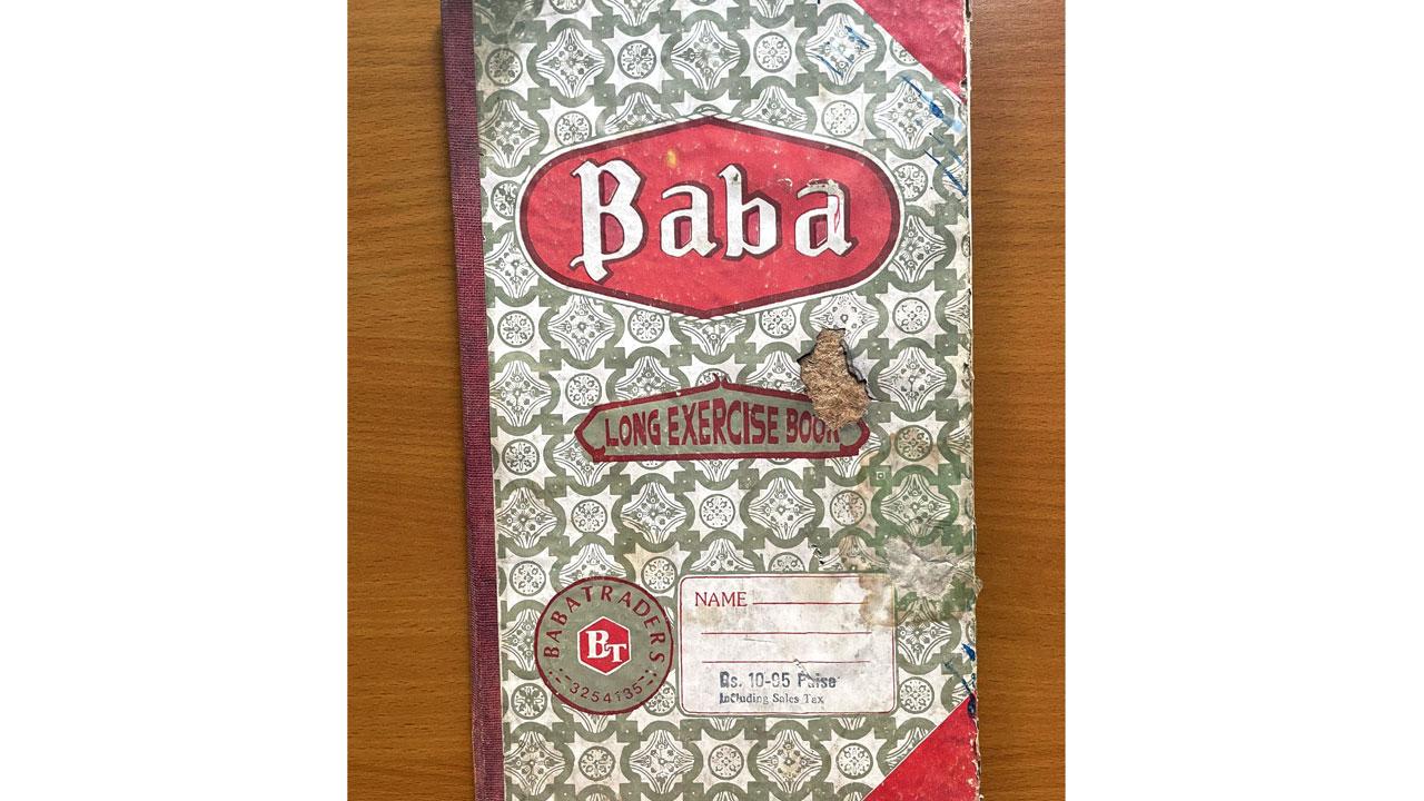 An old longbook in which Sumitra wrote down recipes for her daughter, Seema
