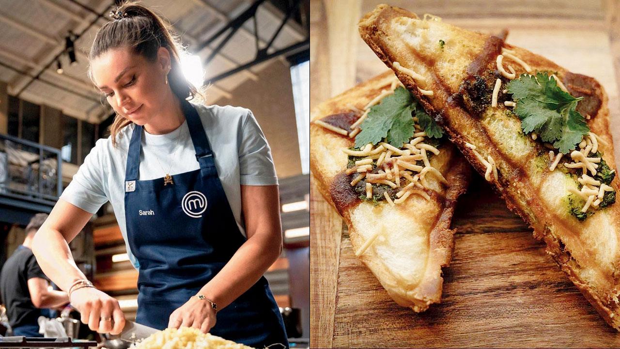 Sarah Todd whips up Bombay sandwich (right) on MasterChef Australia: Fans and Favourites. Pics Courtesy/Instagram