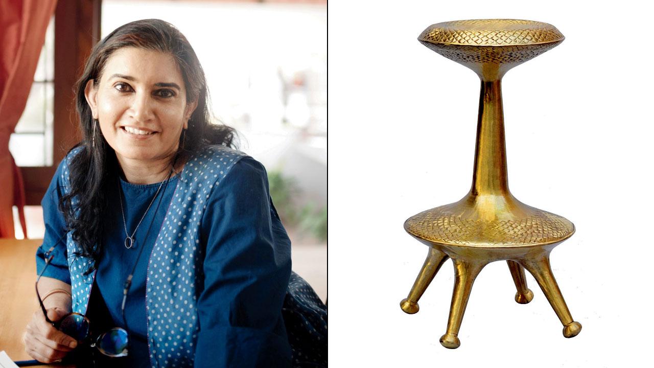 Author Sarita Sundar (right) ornate chair from the book