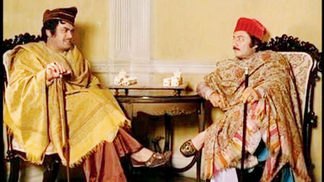 Actors Sanjeev Kumar and Saeed Jaffrey in a still from the film