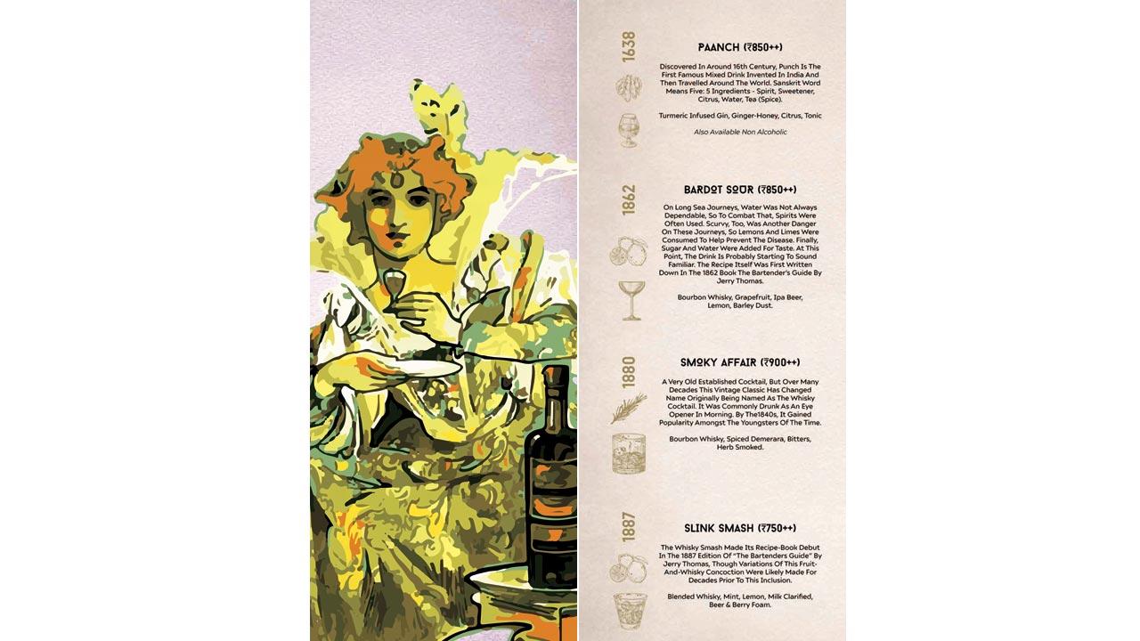 The cocktail menu for the just-reopened Slink & Bardot is lavish in illustration and showcases the Worli hideaway’s thrust on local and seasonal ingredients that are used to create infusions, bitters, shrubs and tonics. Here, cocktails are the hero and also available on tap