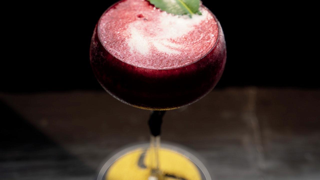 Banga Raya, a vodka, rose grenadine, gin and egg white cocktail served at Lair