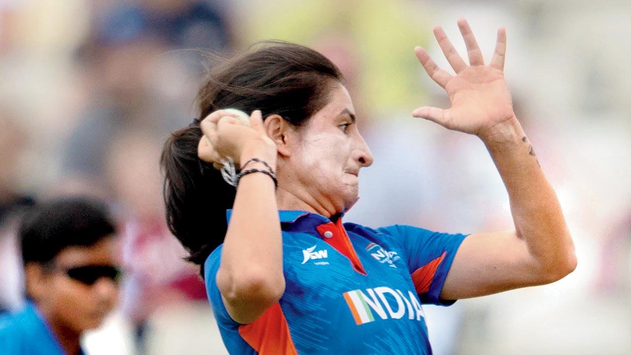 India pacer Renuka Singh Thakur claimed 4-18.  Pic/Bipin Patel