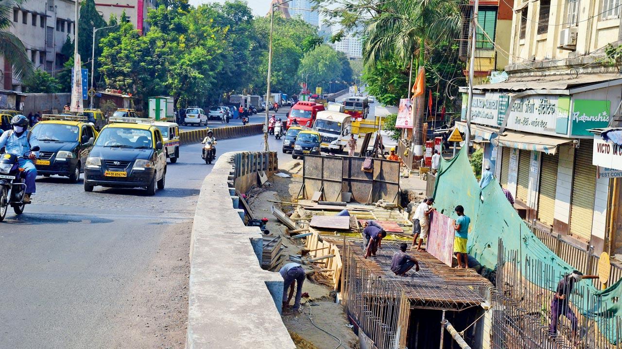 Work on a road going on at Bycula. Pic/Shadab Khan