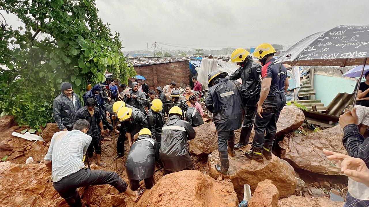 Mumbai rains: Two of a family of four die in Vasai landslide