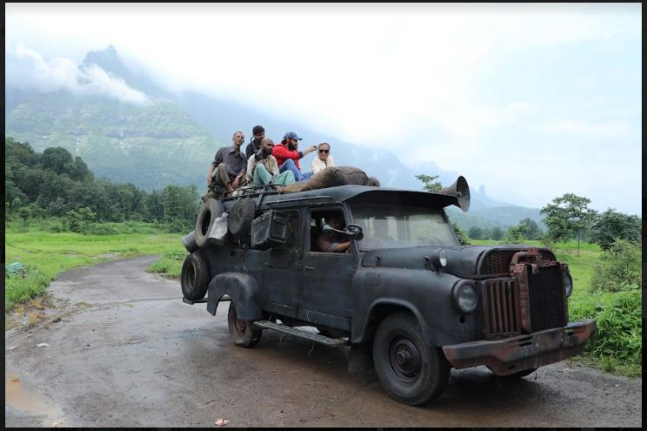 A normal jeep was altered to make it into a bus. The work happened in Bangalore but was taken to Pune for the shoot