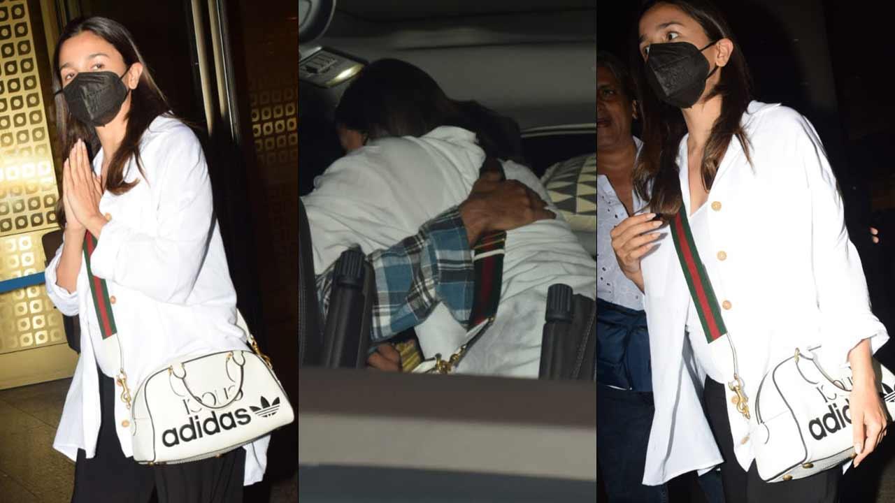 Alia Bhatt flaunts her baby bump at Mumbai airport; hugs Ranbir Kapoor in car