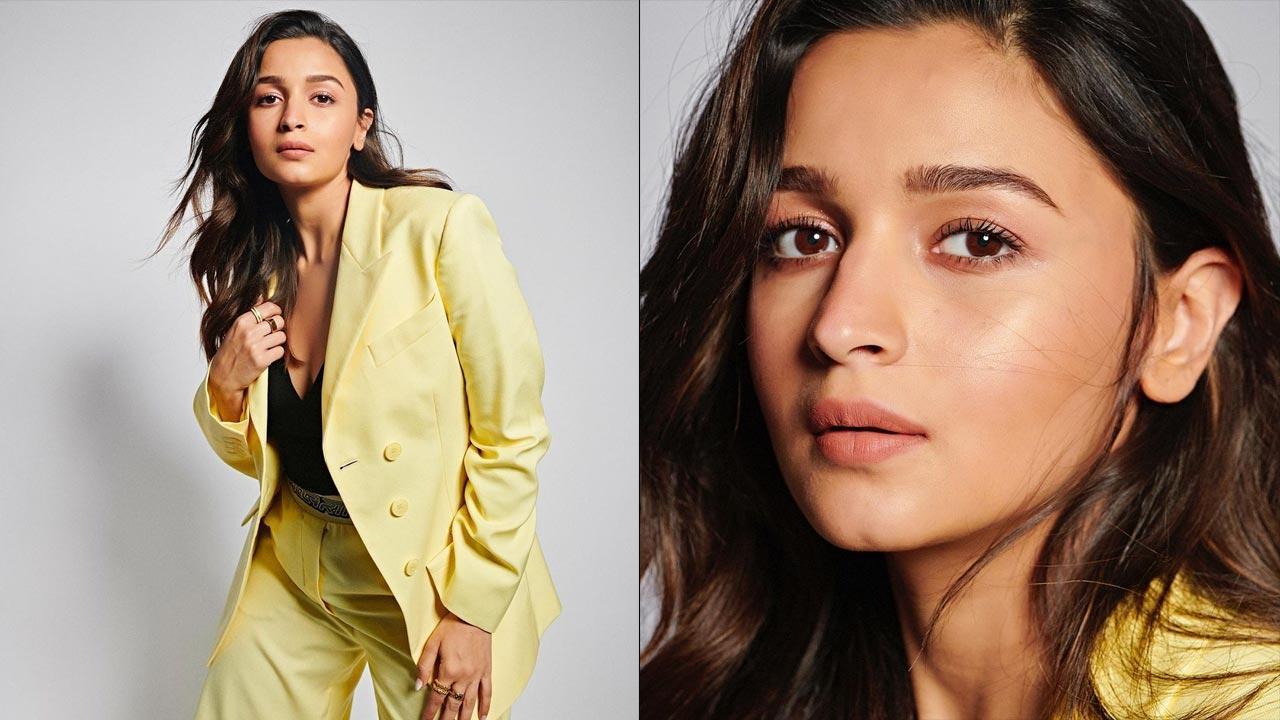 Alia Bhatt oozes charm in a yellow pantsuit; see photos