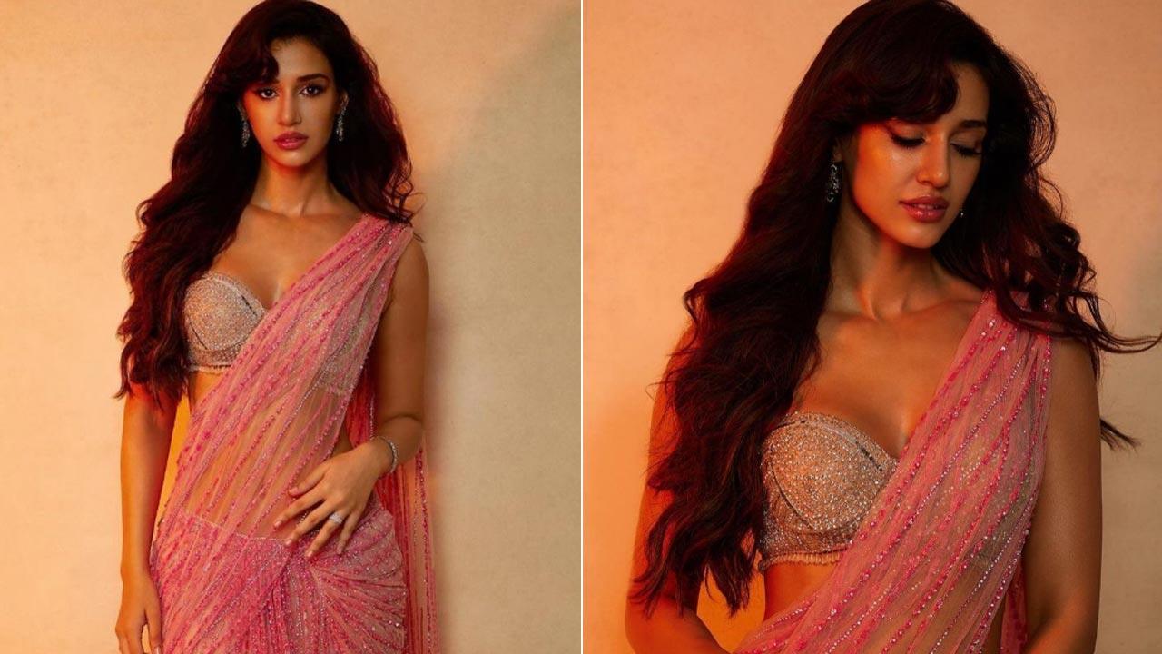 Disha Patani oozes oomph in this pretty pink saree; see post