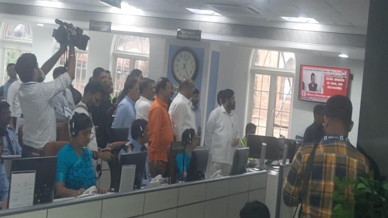 Amid heavy rains in Mumbai, Maharashtra CM Eknath Shinde visited BMC headquarters to take stock of the situation
