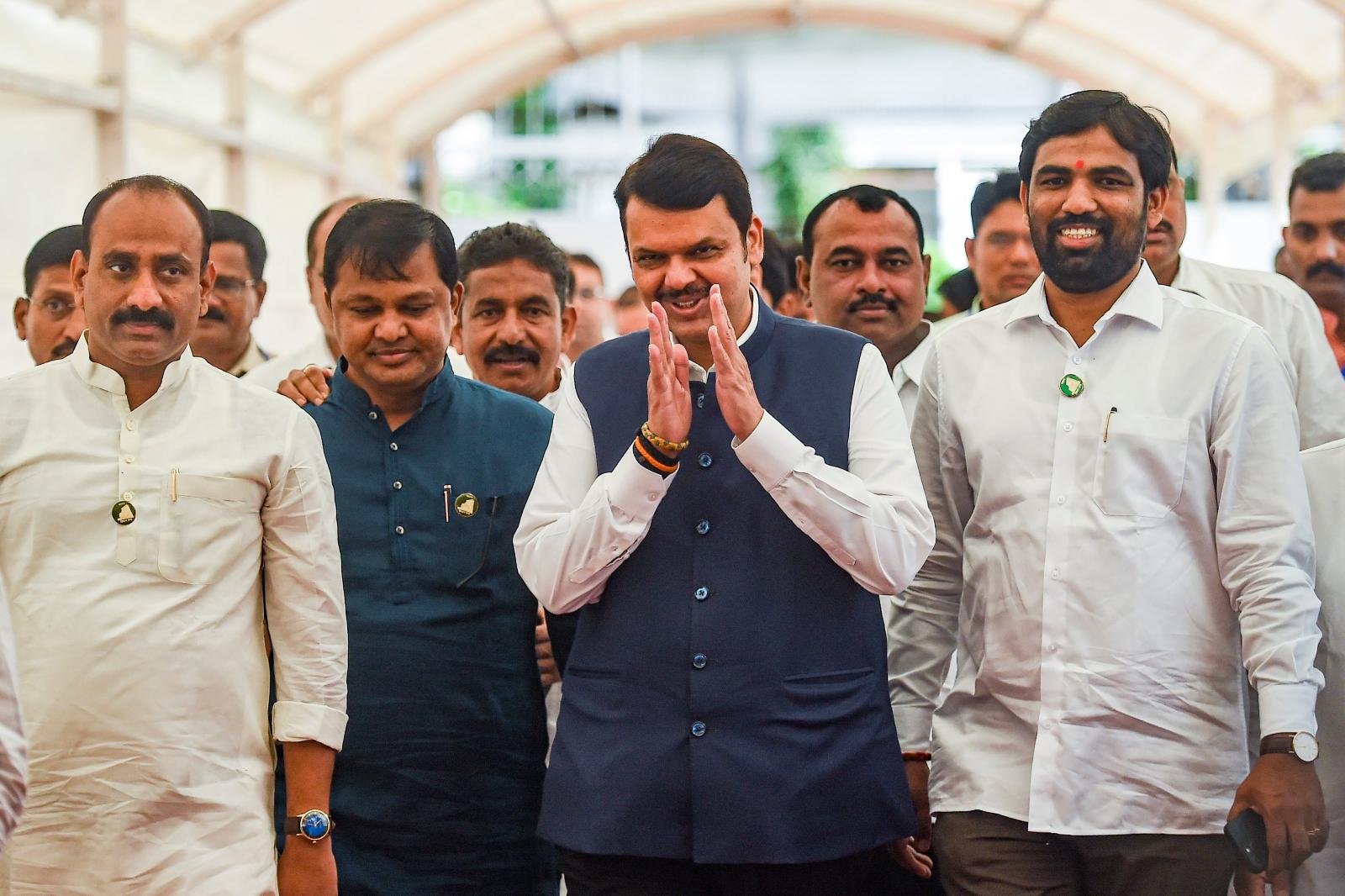 Fadnavis congratulated Shiv Sena-BJP Chief Minister Shinde, a disciple of late Balasaheb Thackeray and Anand Dighe, for winning the trust vote with a handsome margin. Pic/PTI