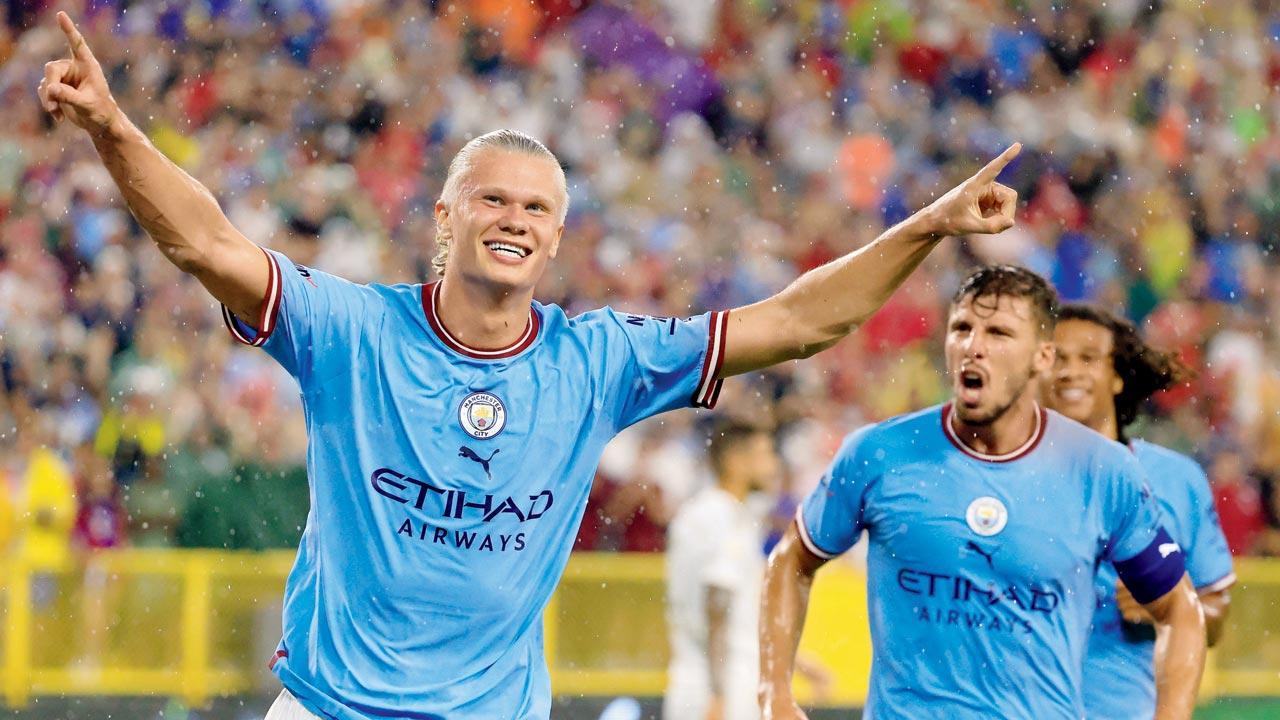 Erling Haaland opens his goal account for Manchester City in style