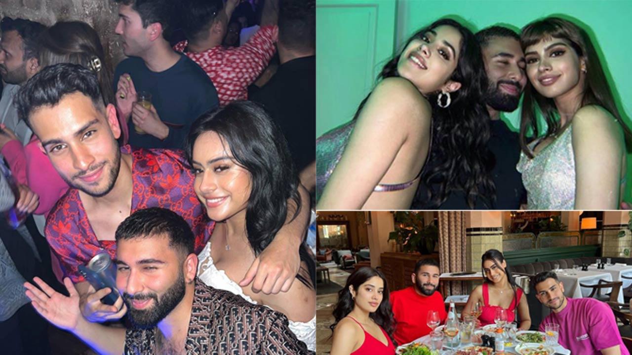 Janhvi Kapoor and Nysa Devgn twinned in red in one of the pictures shared by the 'Dhadak' actress. The rest of the pictures were shared by their common friend Orhan Awatramani. Click here to see full gallery