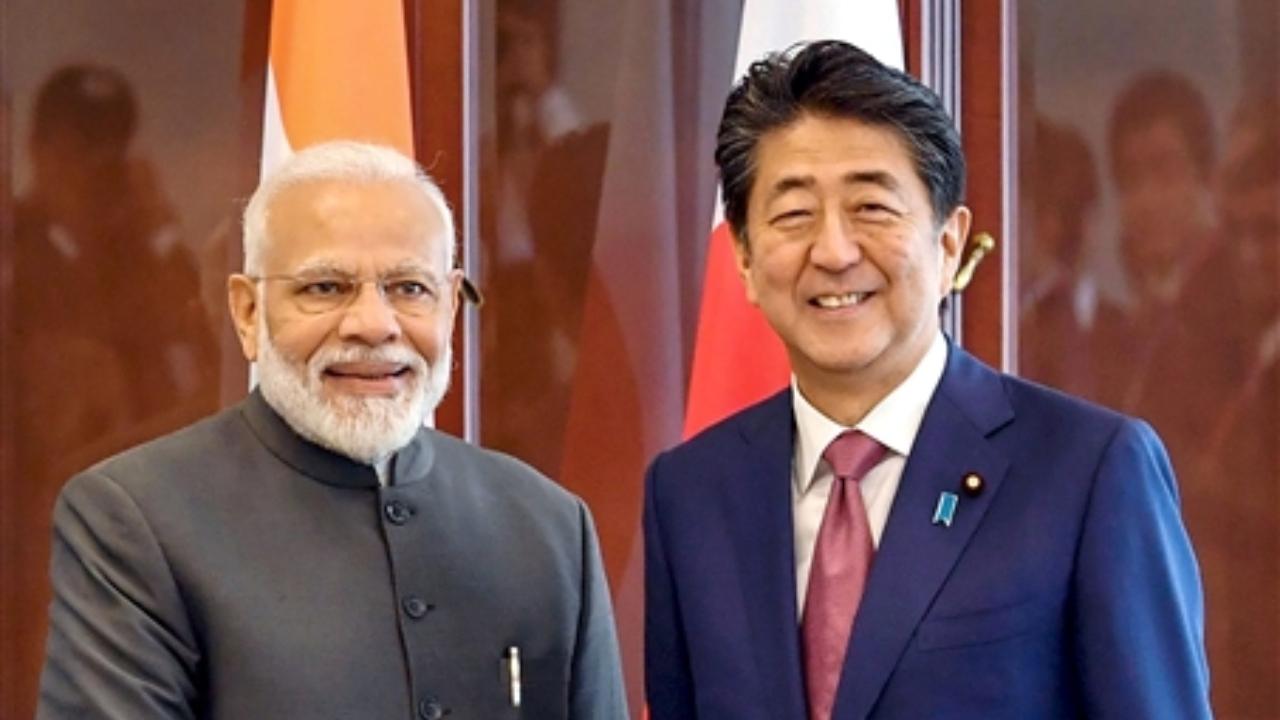Prime Minister Narendra Modi with then Japan PM Shinzo Abe on the sidelines of 5th Eastern Economic Forum, at Vladivostok, Russia. The former Japan PM passed away after being shot during a campaign speech, on Friday, July 8, 2022. Pic/PTI