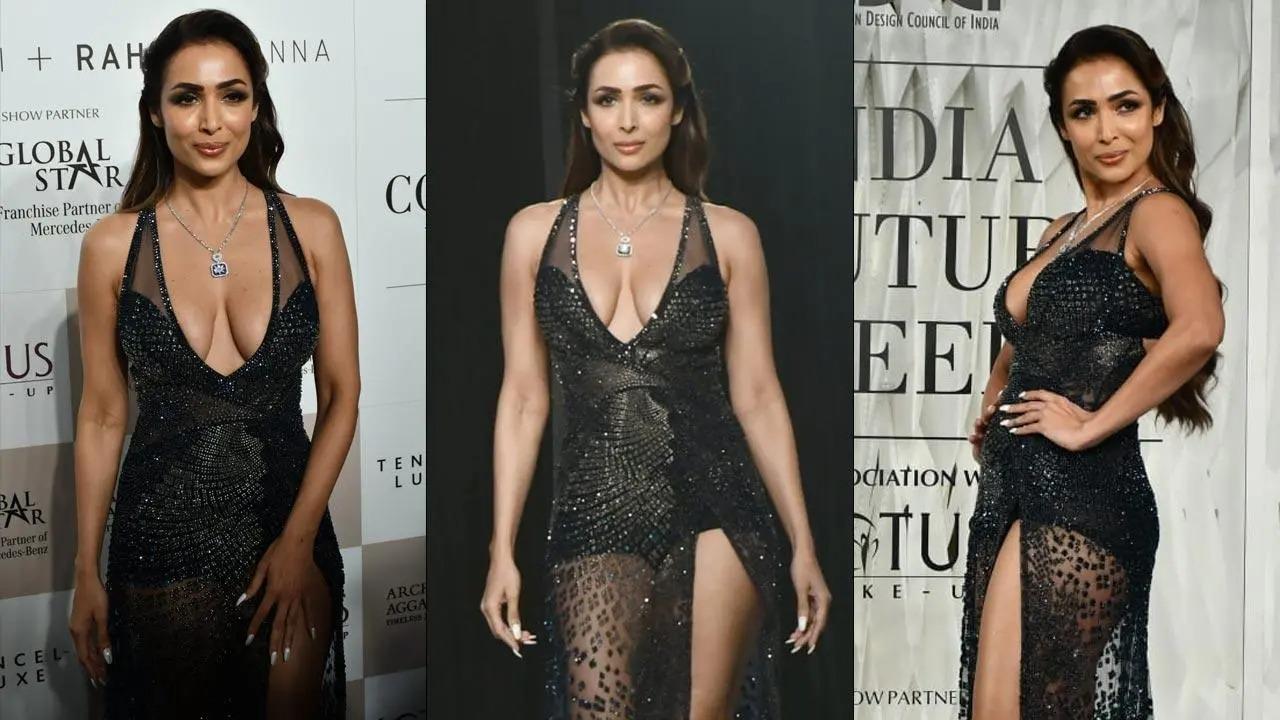 On Day 4 of the Indian Couture Week, Malaika Arora turned muse for designer duo Rohit Gandhi and Rahul Khanna. Malaika looked like a Goddess in a dark-green black-hued embellished piece by the designer duo. Looking flawless with nude, dewy make-up, Malaika owned the ramp as she walked as the showstopper. View all photos here