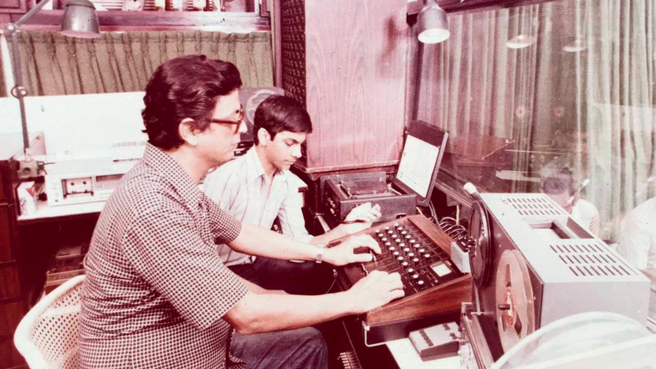Sarosh Bhabha in the studio room with his son Kaizad