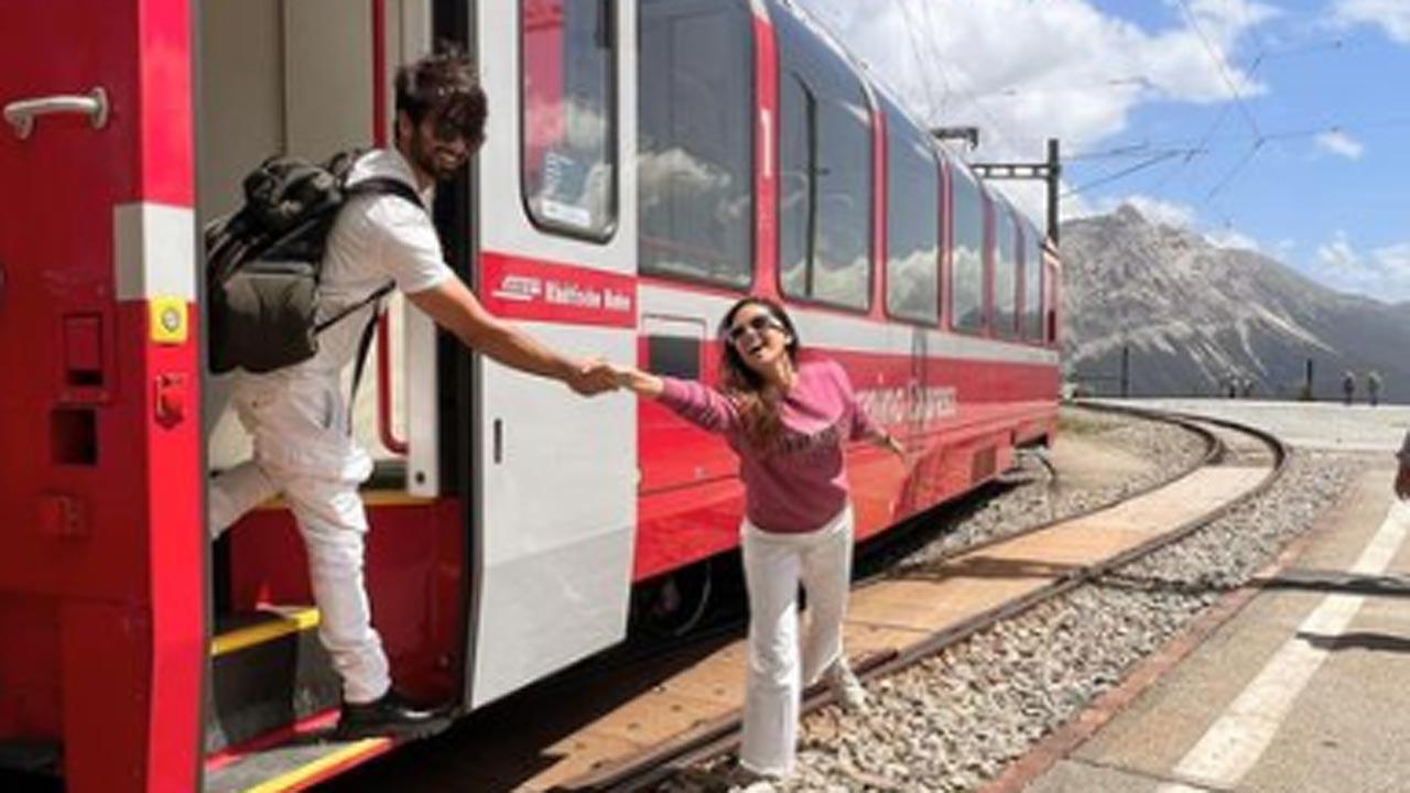Shahid Kapoor and Mira Rajput recreate the iconic 'DDLJ' train scene in Switzerland