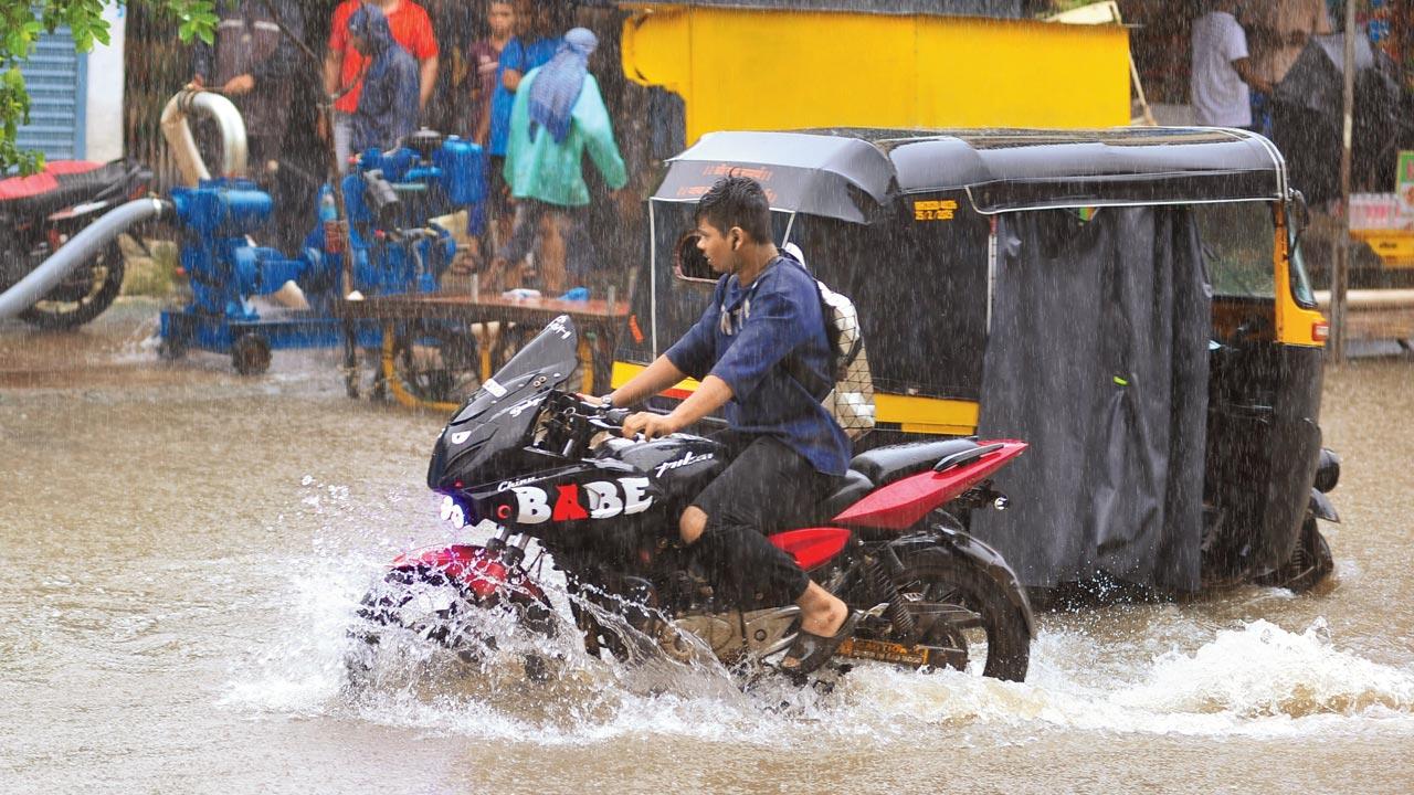 Motorists had a tough time negotiating this stretch on Achole Road, Nalasopara East