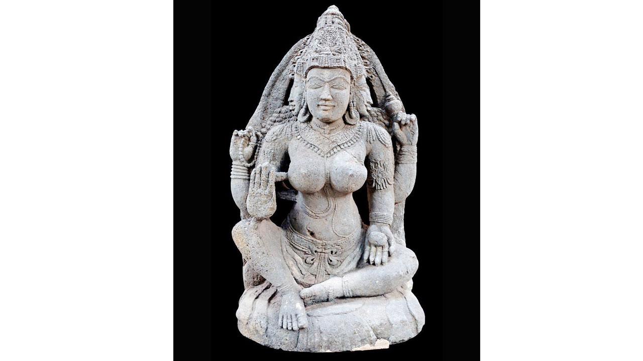 Brahmani, 10th C, Karnataka, grey steatite schist. PIC COURTESY/MAP Bengaluru