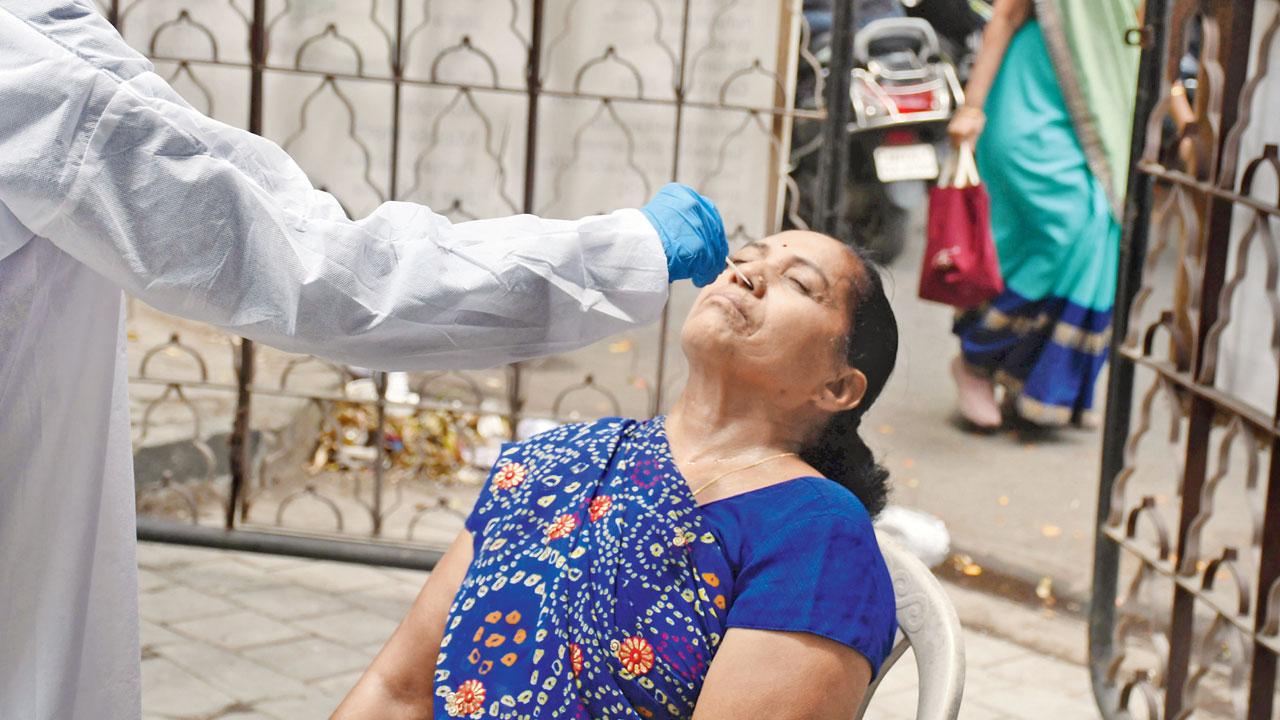 A woman is tested at BYL Nair Hospital on June 7. Pic/Ashish Raje