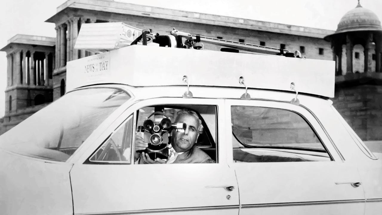 Ved Parkash in his new Chevrolet Bel Air car, 1965