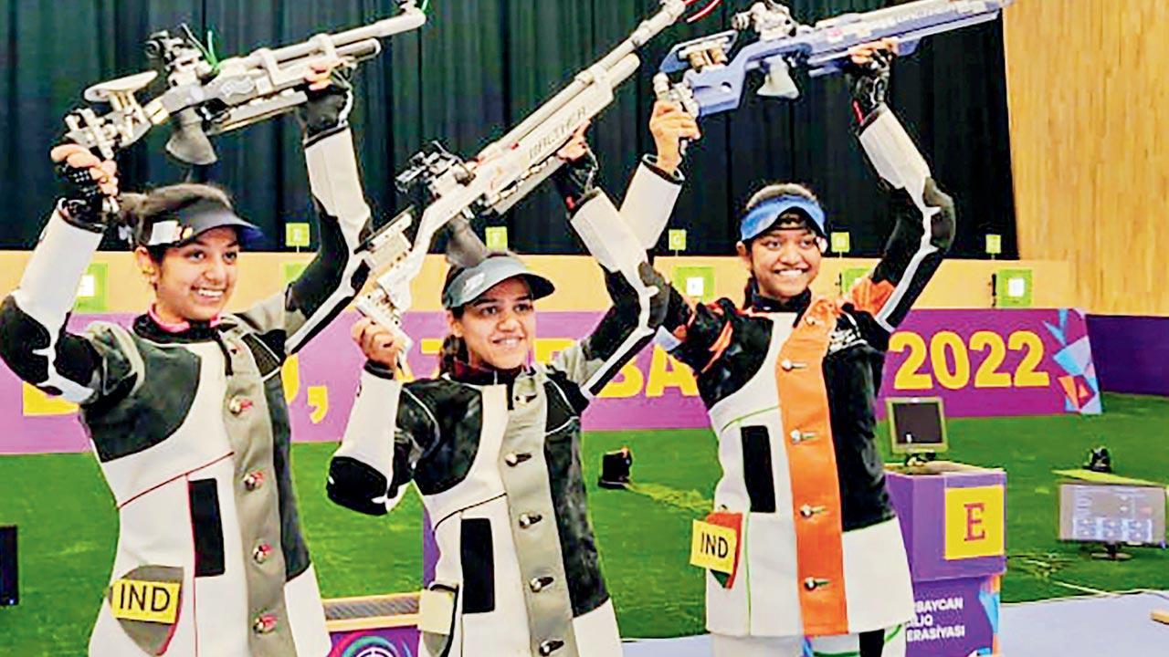 Elavenil, Ramita and Shreya win gold in women’s 10m air rifle