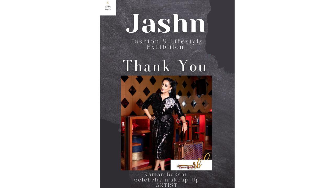 Celebrity Makeup Artist Raman Bakshi receives an award at the Jashn fashion and lifestyle exhibition