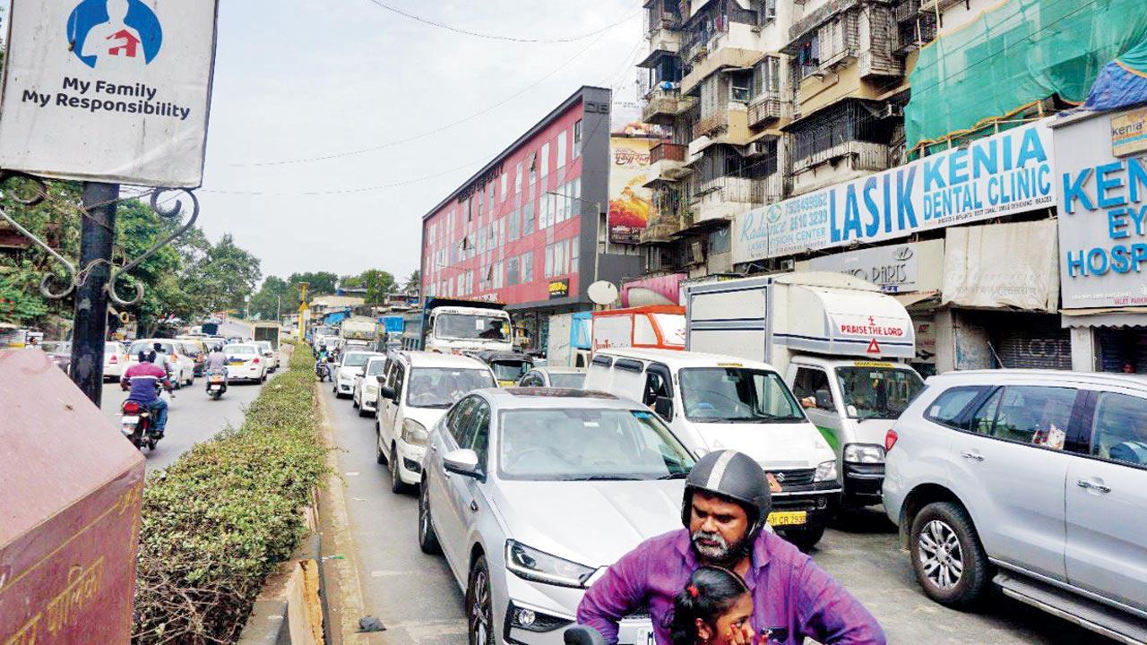 Vile Parle: A crowded SV Road junction in Vile Parle, where several ambulances were stuck in traffic
