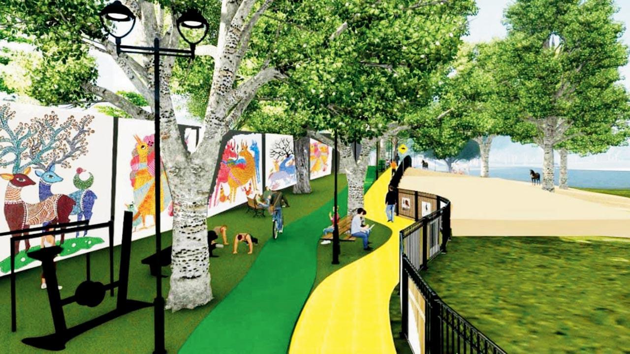 A computer-generated image of Worli’s Ghoda Dabkal Ground, where beautification work will start soon