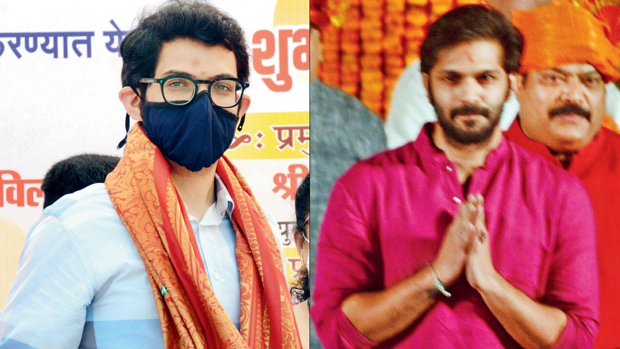 Aaditya Thackeray and (right) Amit Thackeray