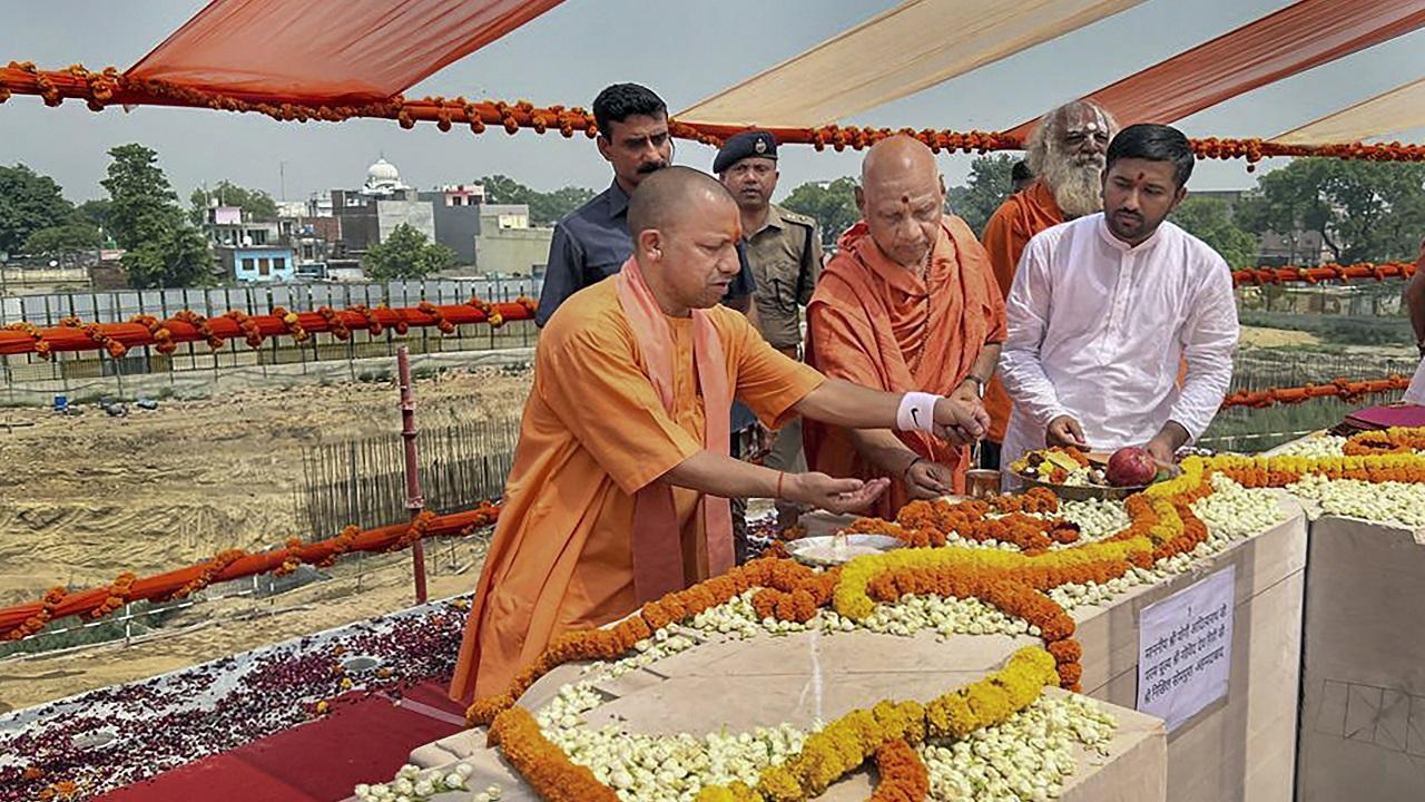 UP CM Yogi Adityanath lays foundation stone for 2nd stage of Ram temple ...