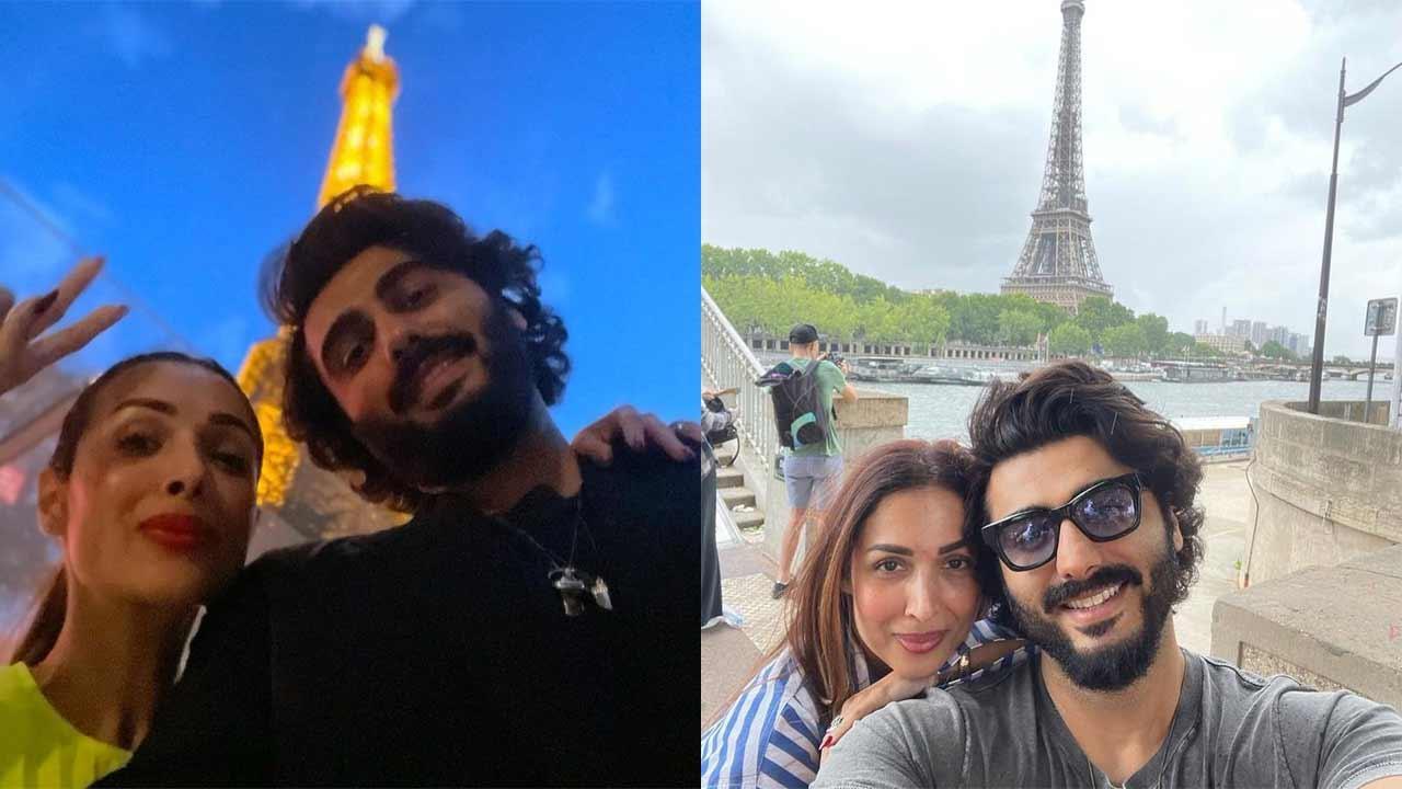 A collage of Arjun Kapoor and Malaika Arora holidaying in Paris