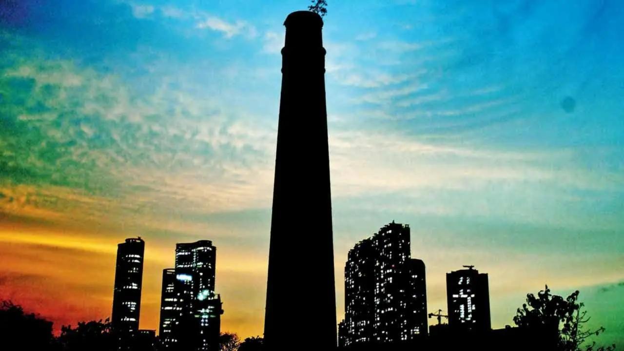 United we stand: A chimney of the long-shuttered India United Mills towers above Parel’s skyline against a vibrant June sky. Pic/Ashish Raje