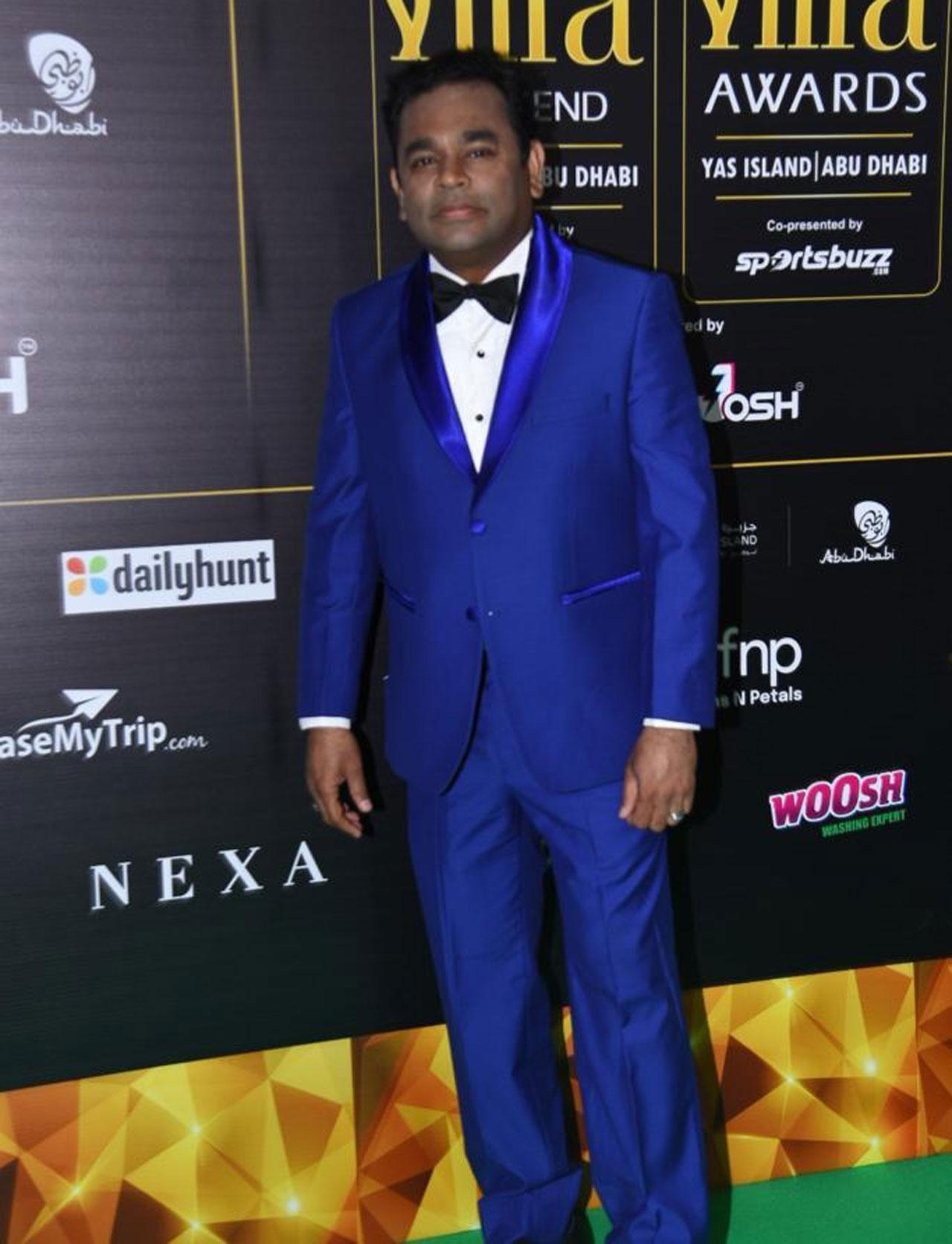 Music maestro A.R. Rahman was clicked in a blue suit at the green carpet of IIFA 2022