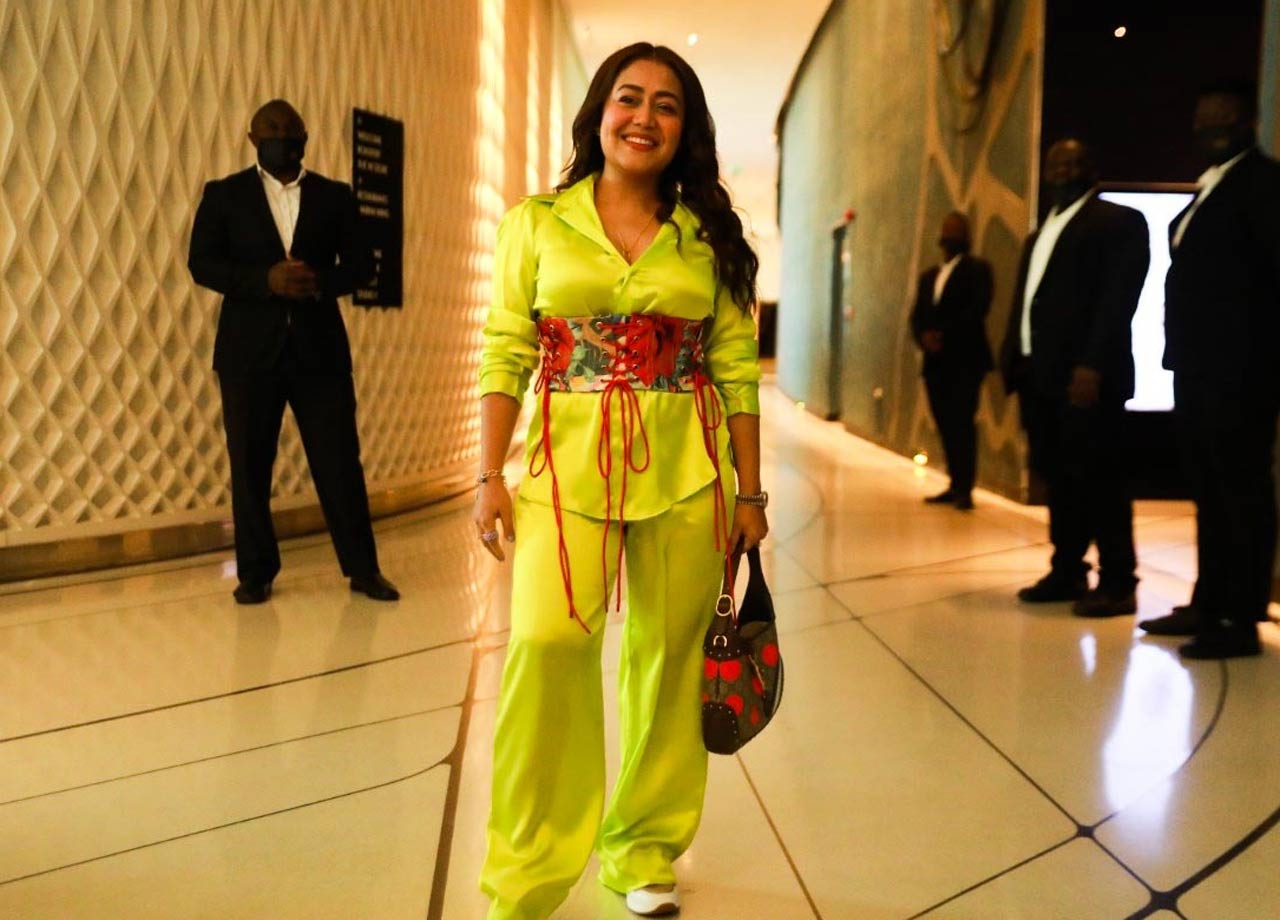 Singer Neha Kakkar looked lovely in her shining green dress as she was clicked at IIFA 2022