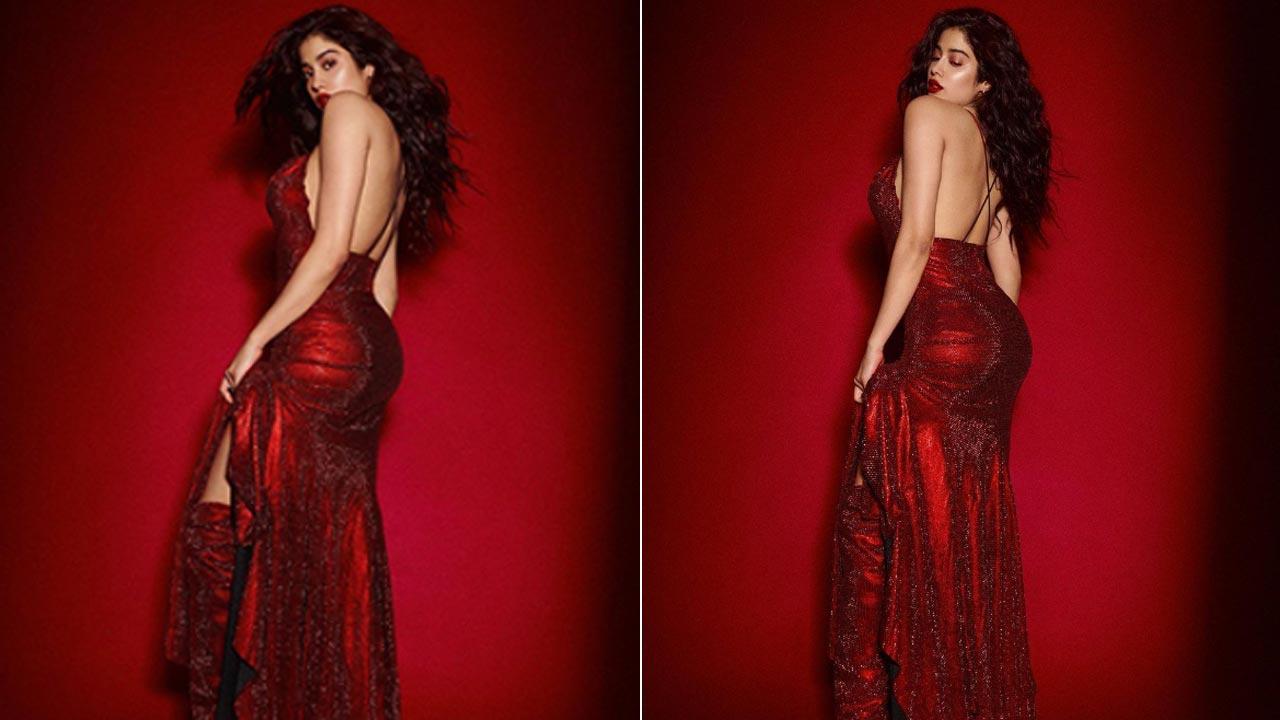 Janhvi Kapoor shimmers in red hot backless gown for 'Good Luck Jerry' promotions