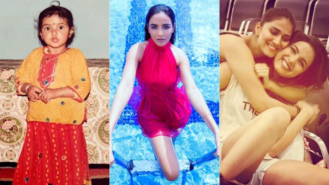 A collage of Jasmin Bhasin's candid photos